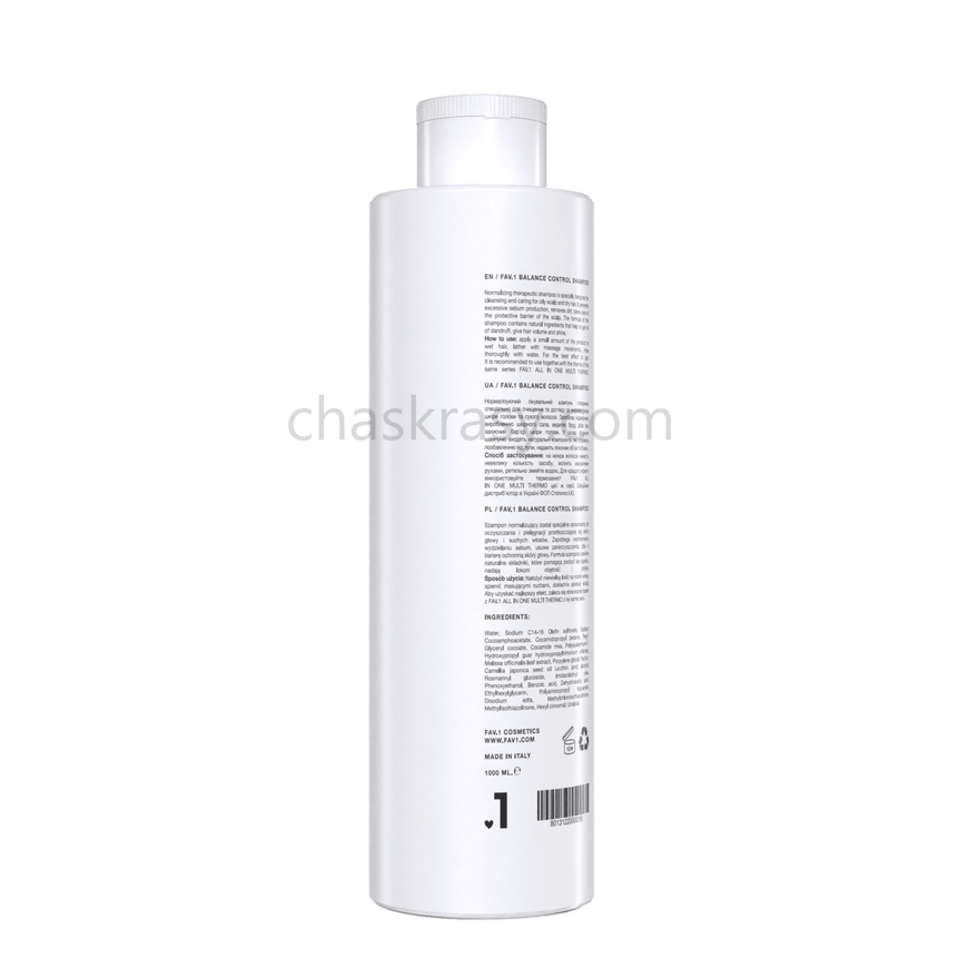 Нормалізуючий лікувальний шампунь FAV.1 BALANCE CONTROL SHAMPOO 1000 ml