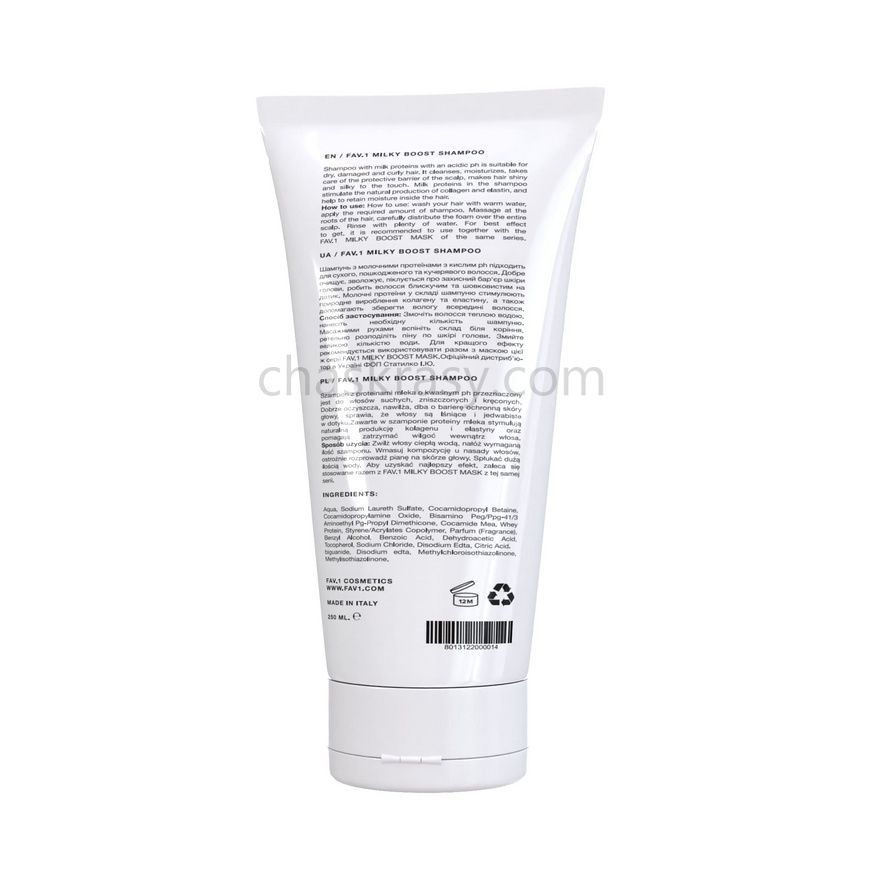 Шампунь з молочними протеїнами та кислим pH FAV.1 MILKY BOOST SHAMPOO 250 ml