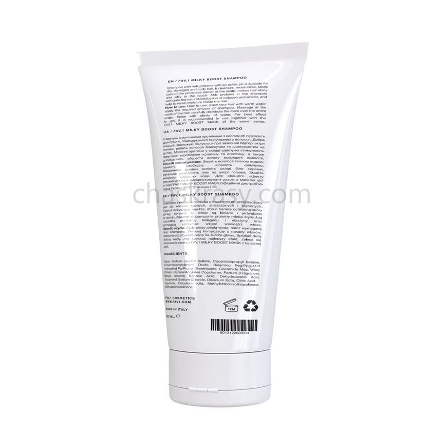 Шампунь з молочними протеїнами та кислим pH FAV.1 MILKY BOOST SHAMPOO 250 ml