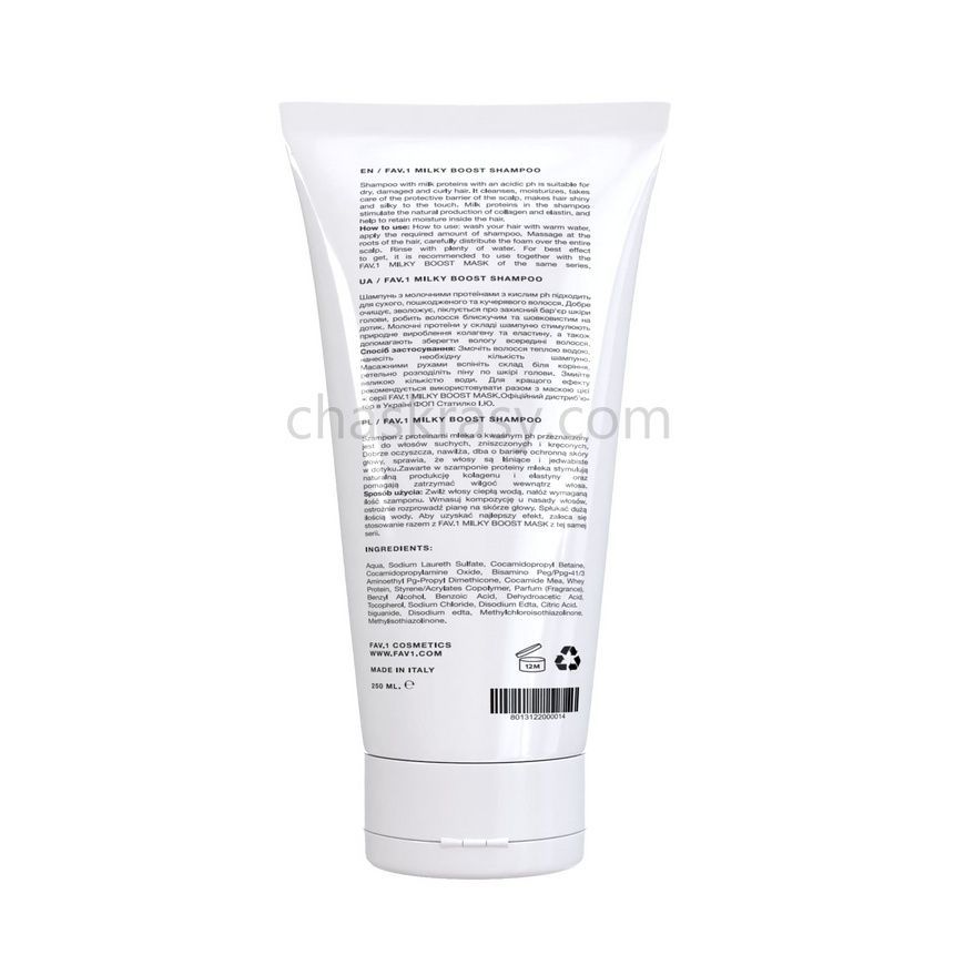 Шампунь з молочними протеїнами та кислим pH FAV.1 MILKY BOOST SHAMPOO 250 ml